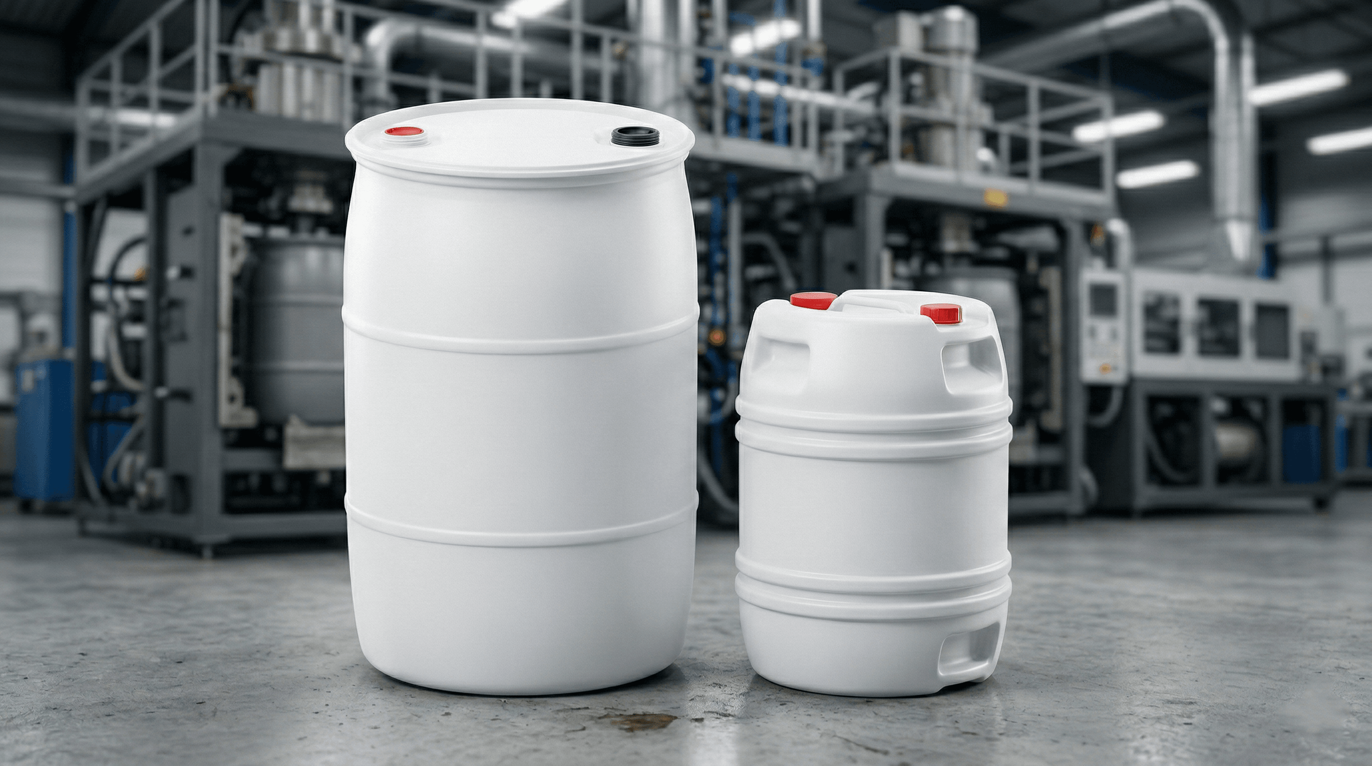 Industrial HDPE drums 20 to 220 liters for chemical packaging and logistics