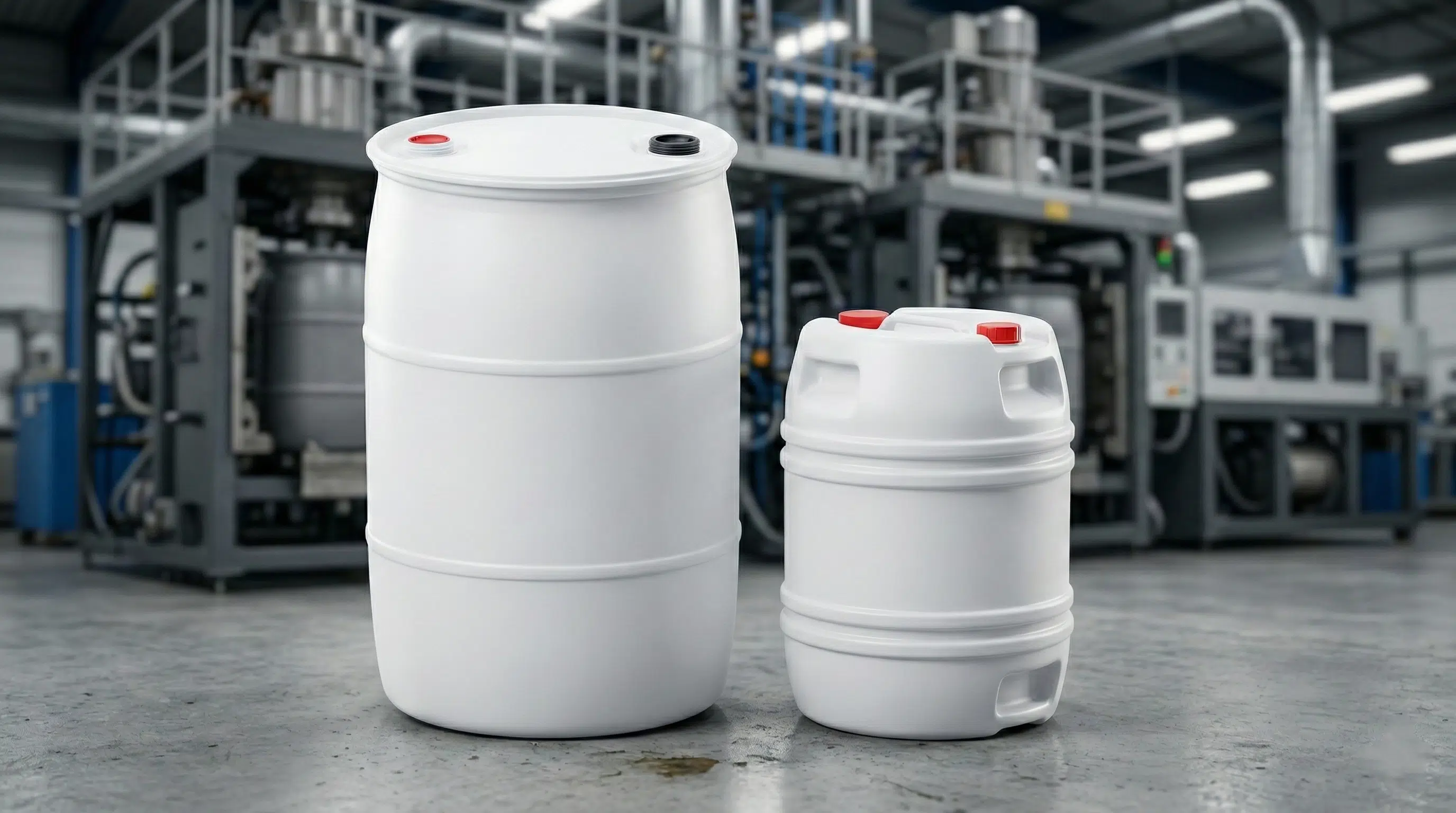 Industrial drums for large volume blow molding applications