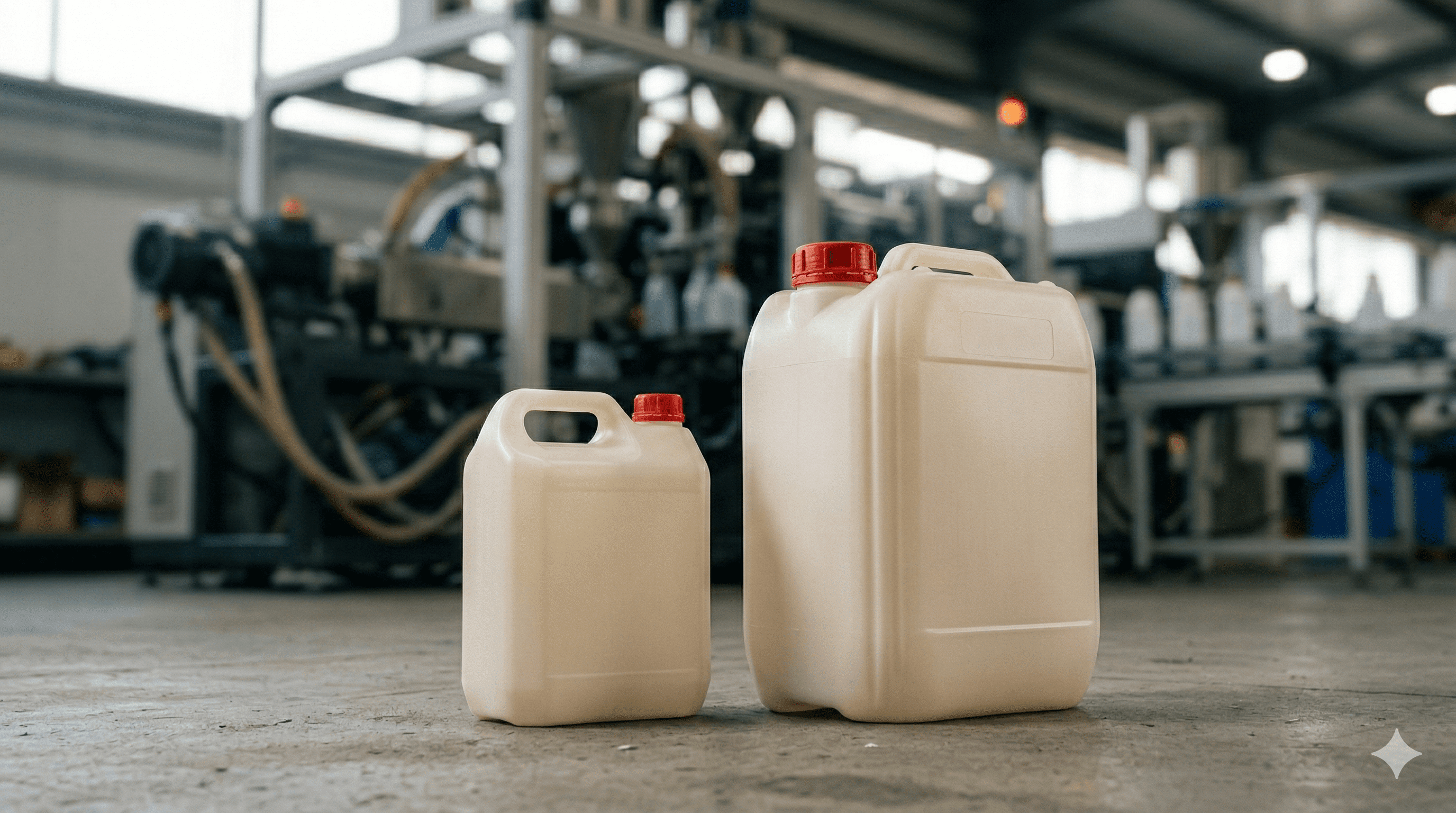 HDPE jerry cans 5 to 30 liters for chemicals and lubricants made by extrusion blow molding