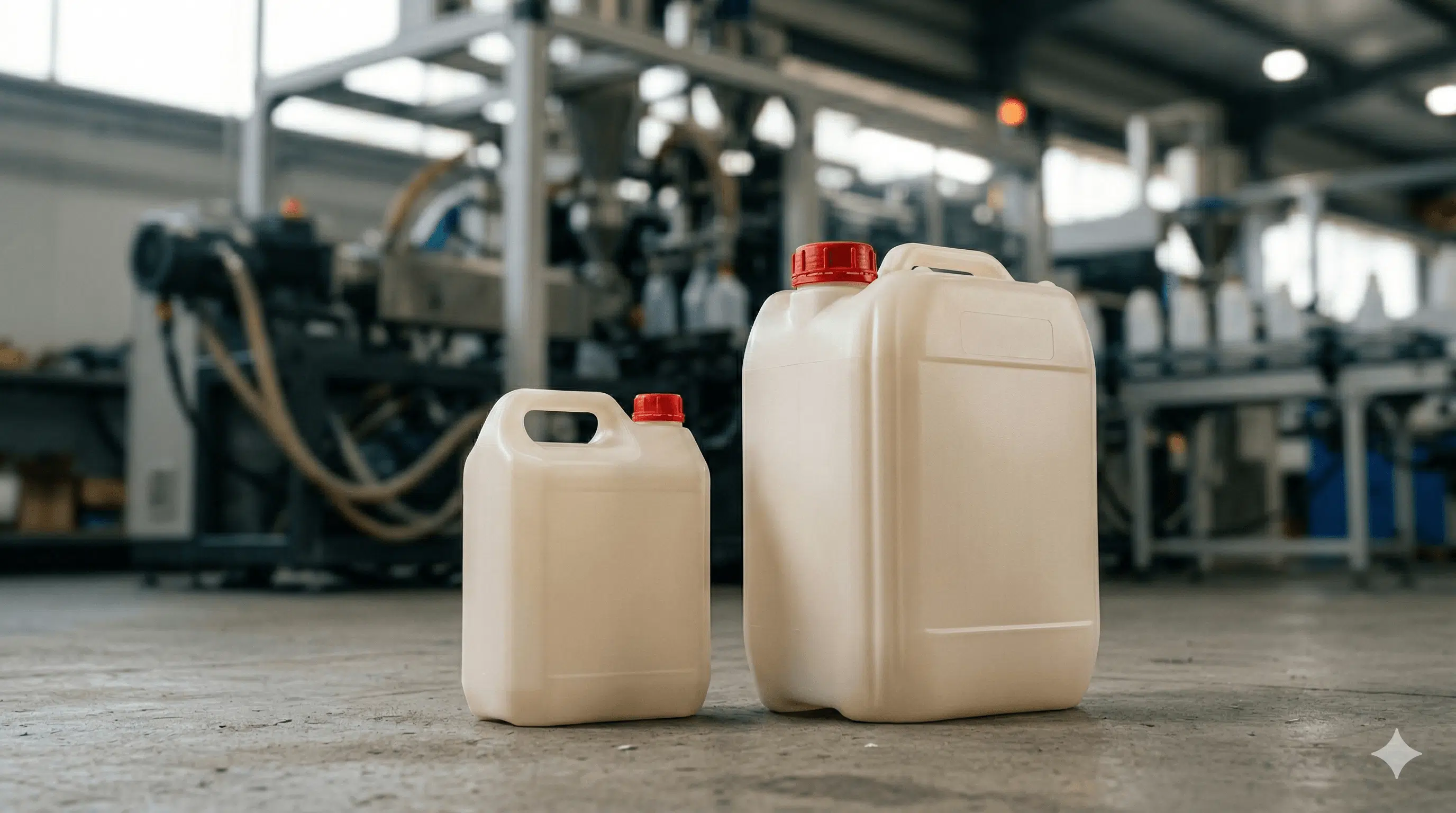 HDPE jerry cans for chemicals and lubricants