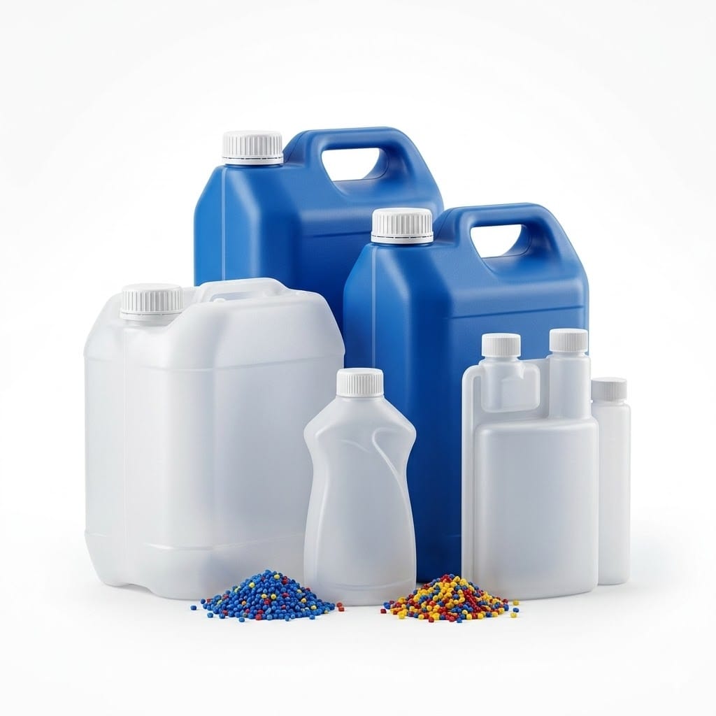 comparison of PET bottle application and HDPE jerry can application