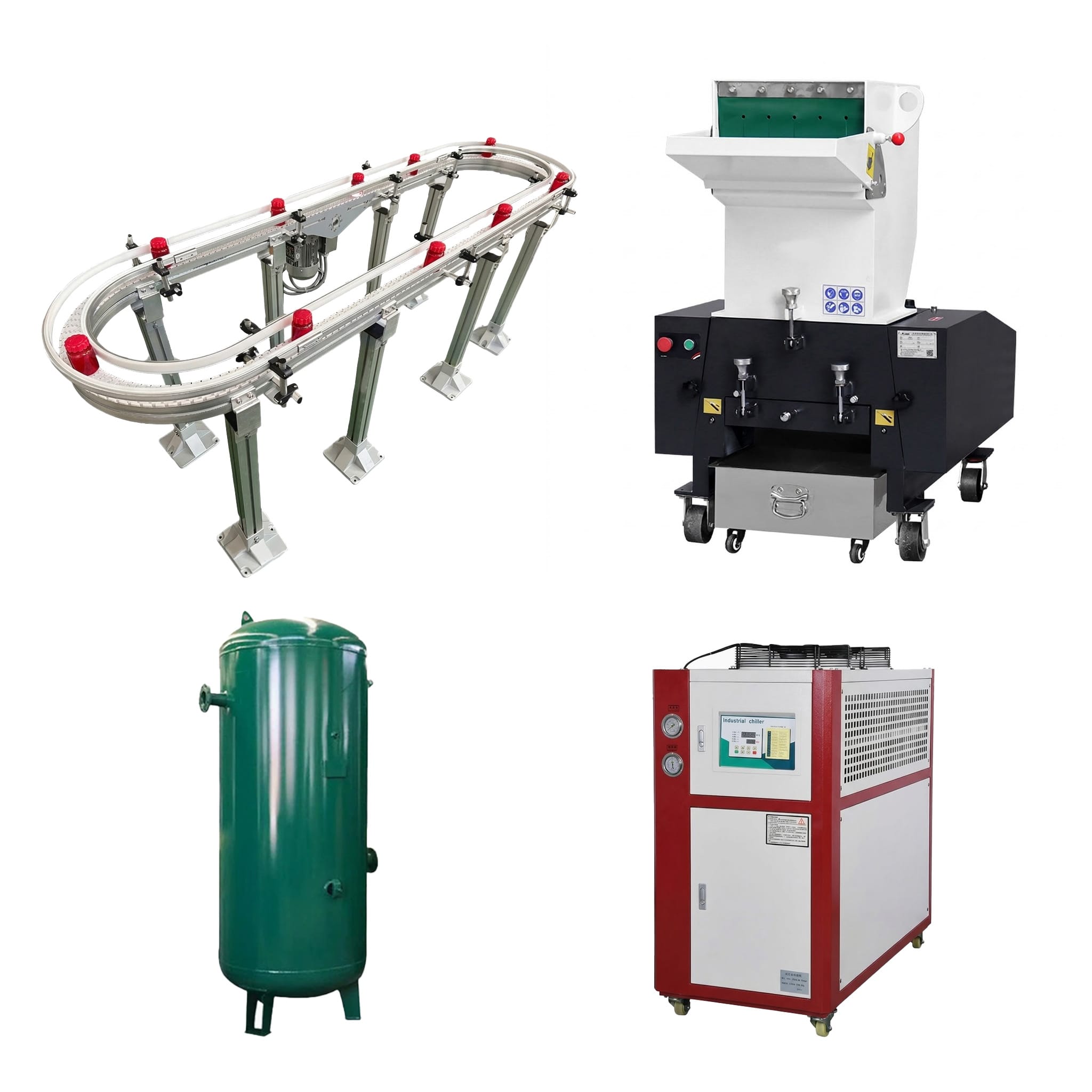 Industrial chillers and air compressors for bottle production utilities